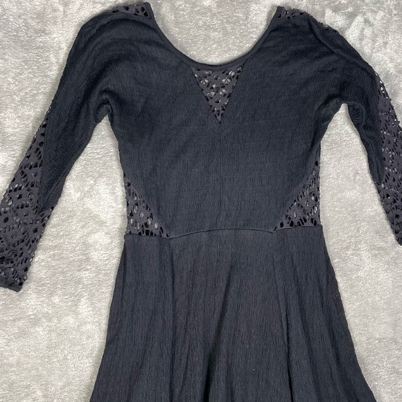 Free People Dress Womens Small To The Point Black Whimsigoth Dark Romantic Punk - Picture 5 of 9
